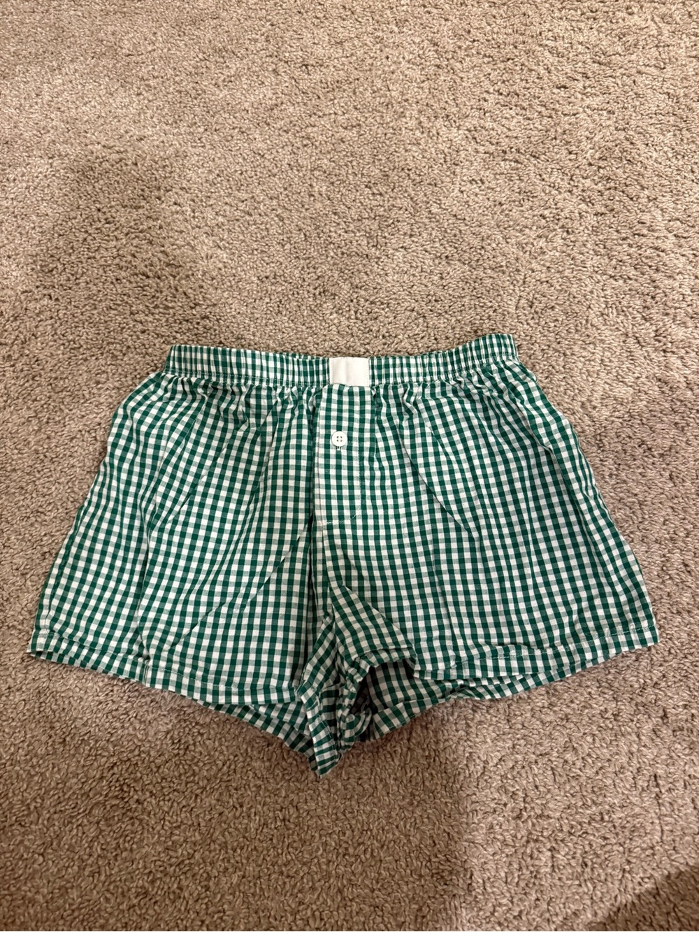 Amazon Green and White Gingham Women's Shorts